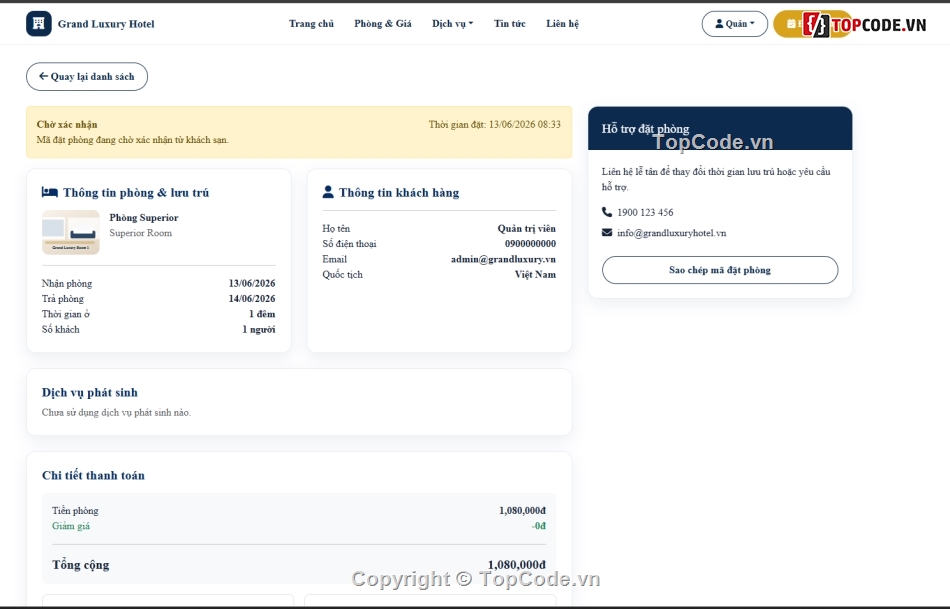 đặt phòng khách sạn,web quản lý,quản lý đặt phòng khách sạn